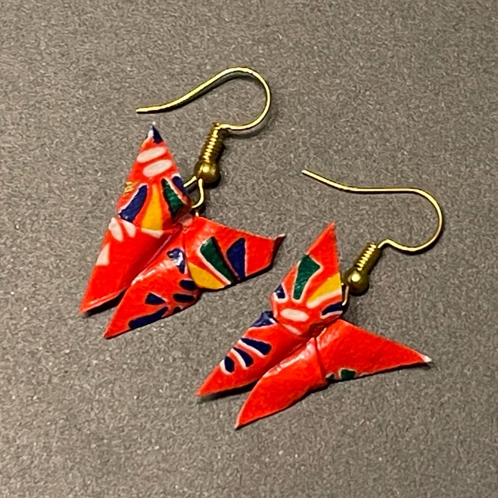 Paper origami butterfly earrings